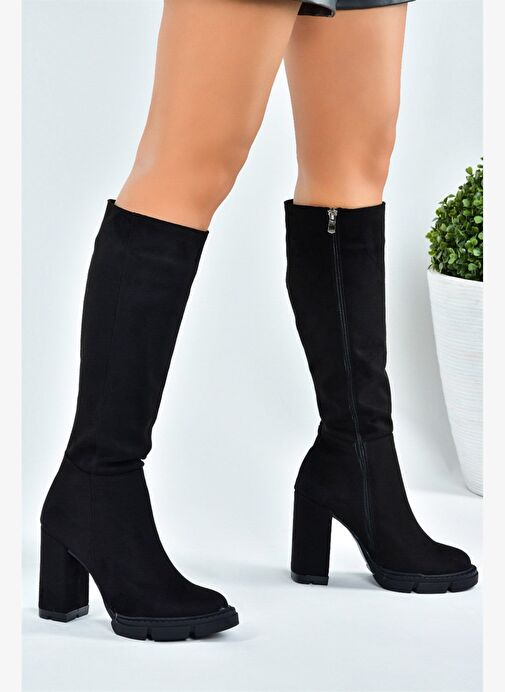 Siyah Süet Yüksek Topuklu Kadın Çizme L282770102 - Görsel 3