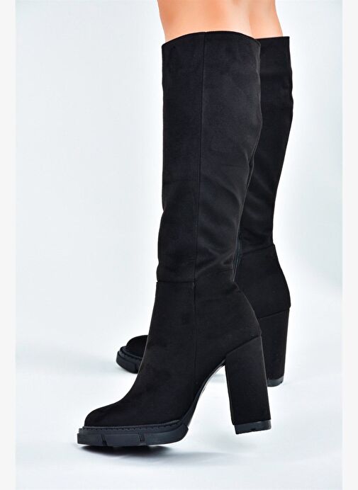 Siyah Süet Yüksek Topuklu Kadın Çizme L282770102 - Görsel 4