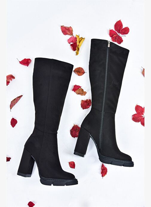 Siyah Süet Yüksek Topuklu Kadın Çizme L282770102 - Görsel 6