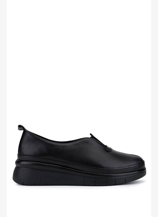 Tamer Tanca Kadın Hakiki Deri Siyah Deri Comfort Ayakkabı - Görsel 2