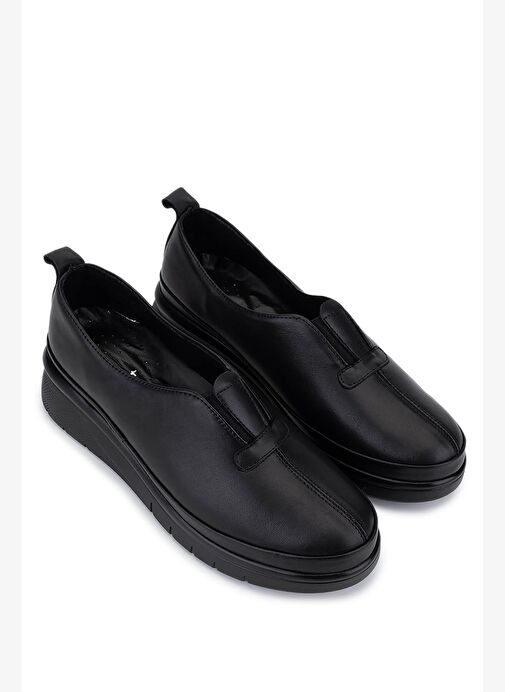 Tamer Tanca Kadın Hakiki Deri Siyah Deri Comfort Ayakkabı - Görsel 3