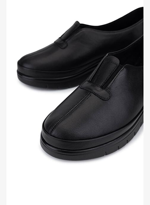 Tamer Tanca Kadın Hakiki Deri Siyah Deri Comfort Ayakkabı - Görsel 4