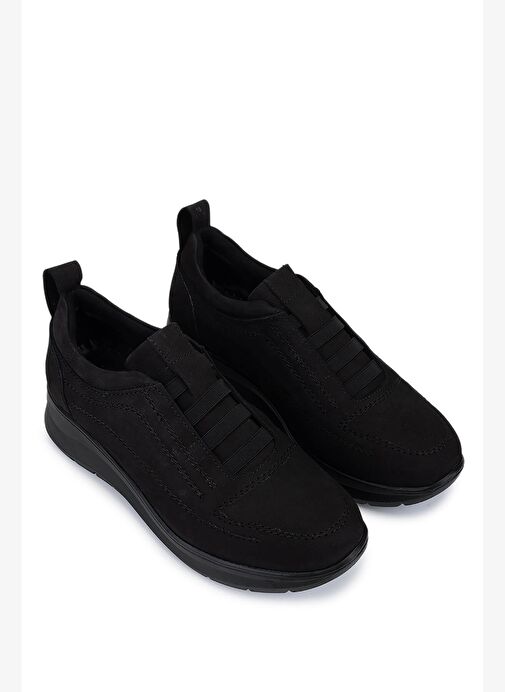 Tamer Tanca Kadın Hakiki Deri Siyah Nubuk Comfort Ayakkabı - Görsel 3