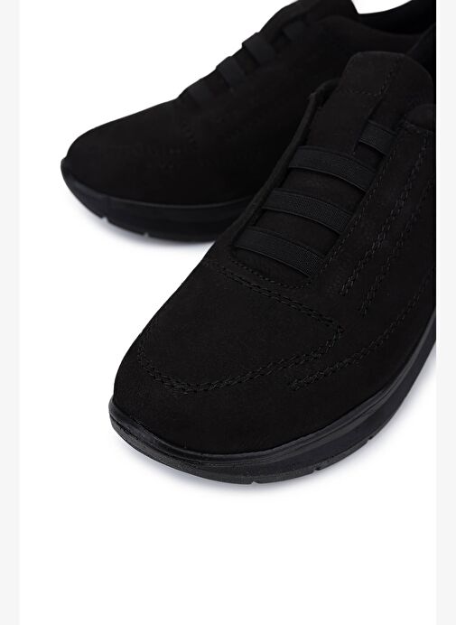 Tamer Tanca Kadın Hakiki Deri Siyah Nubuk Comfort Ayakkabı - Görsel 4