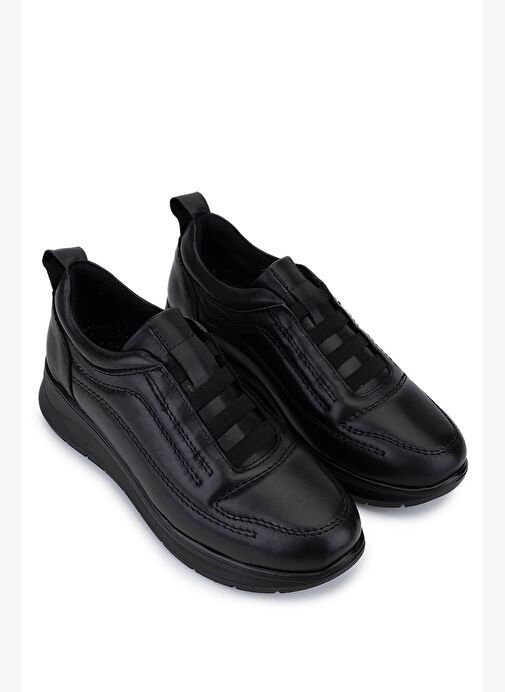 Tamer Tanca Kadın Hakiki Deri Siyah Comfort Ayakkabı - Görsel 3