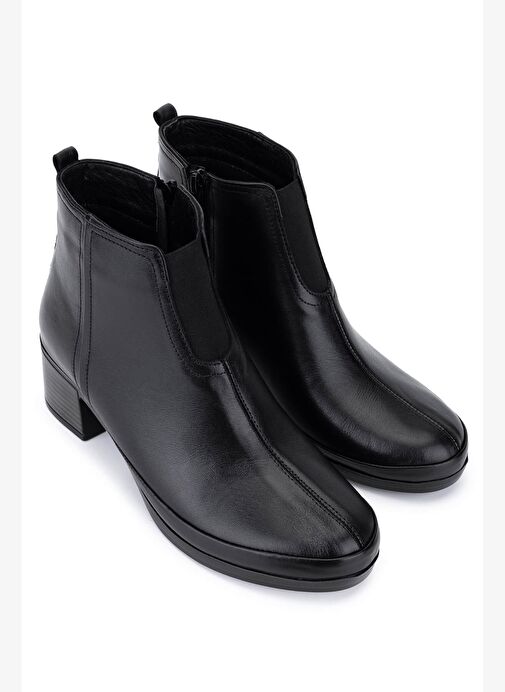 Tamer Tanca Kadın Hakiki Deri Siyah Topuklu Bot - Görsel 3