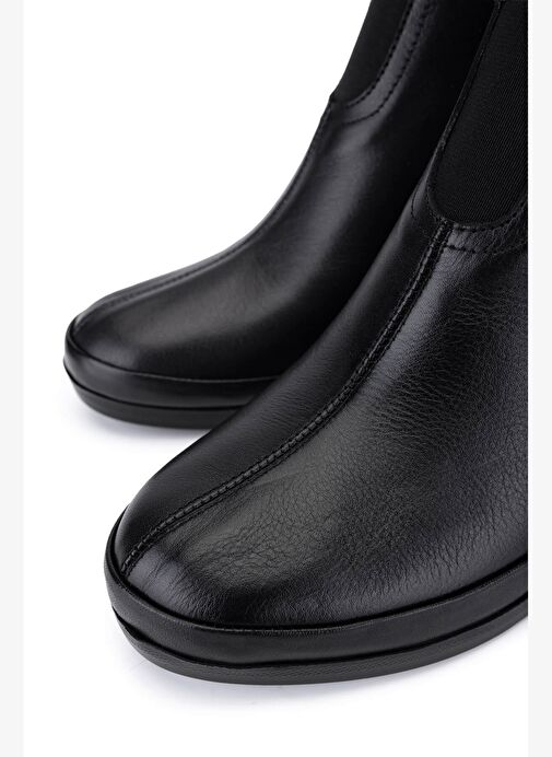 Tamer Tanca Kadın Hakiki Deri Siyah Topuklu Bot - Görsel 5