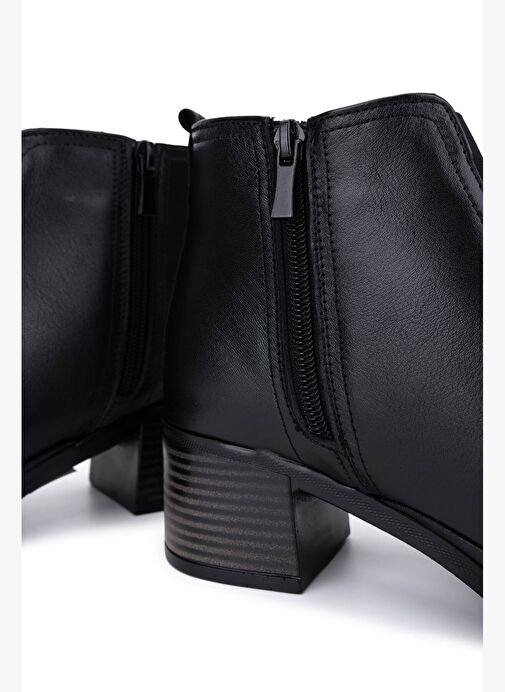 Tamer Tanca Kadın Hakiki Deri Siyah Topuklu Bot - Görsel 6