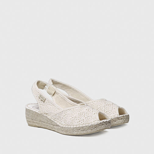 Toni Pons Ekru Kadın Kumaş Sandalet 1TONW2023011 - Görsel 3