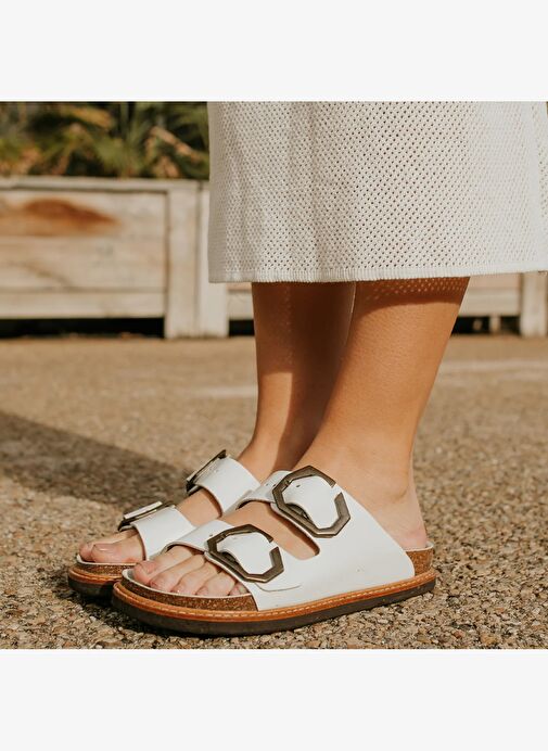 Kadın Terlik GALIA G104865 Genuins Leather White - Görsel 6