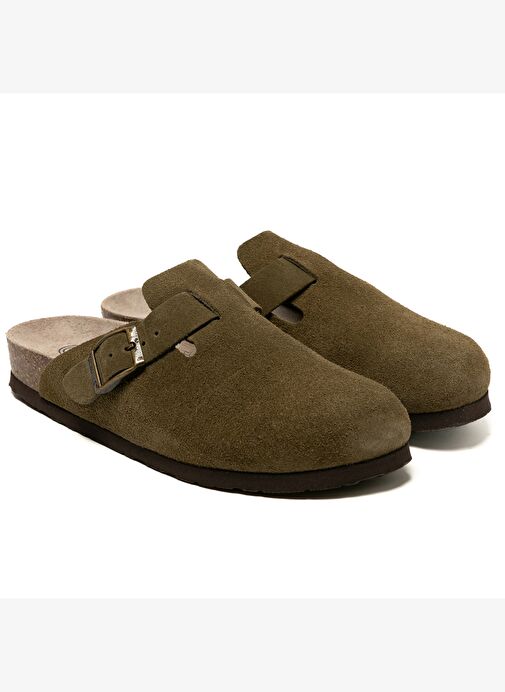 Kadın Terlik RIVA G105944 Genuins Velour Kaki - Görsel 4