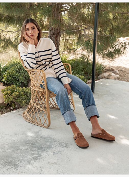 Kadın Terlik RIVA G105937 Genuins Velour Mandorla - Görsel 4