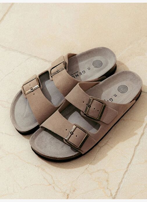 Erkek Terlik HAWAII G106000 Genuins Velour Taupe - Görsel 3