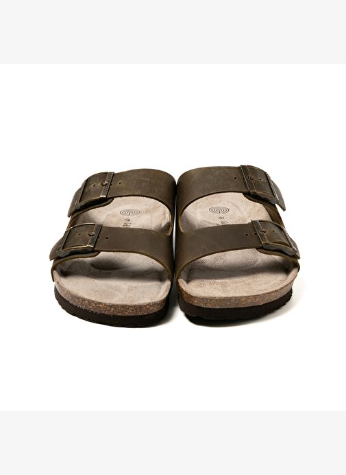 Erkek Terlik HAWAII G105996 Genuins Oiled Leather Kaki - Görsel 5