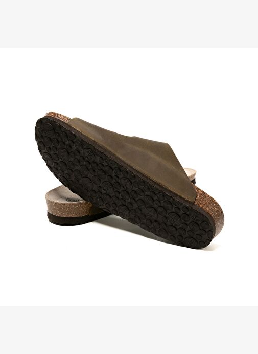 Erkek Terlik HAWAII G105996 Genuins Oiled Leather Kaki - Görsel 7