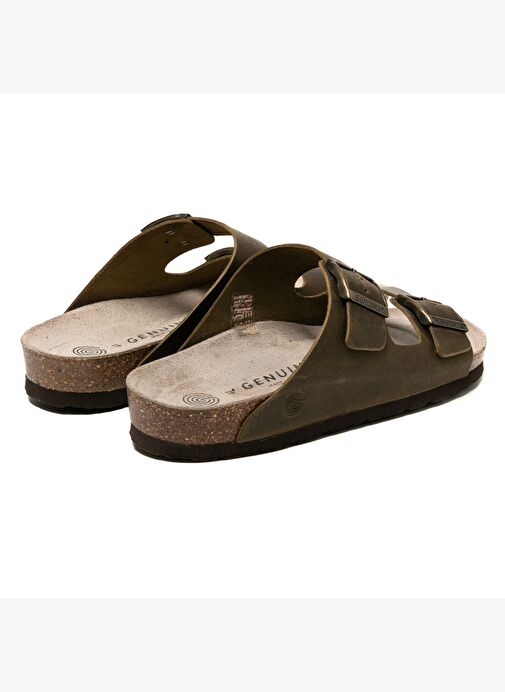 Erkek Terlik HAWAII G105996 Genuins Oiled Leather Kaki - Görsel 6