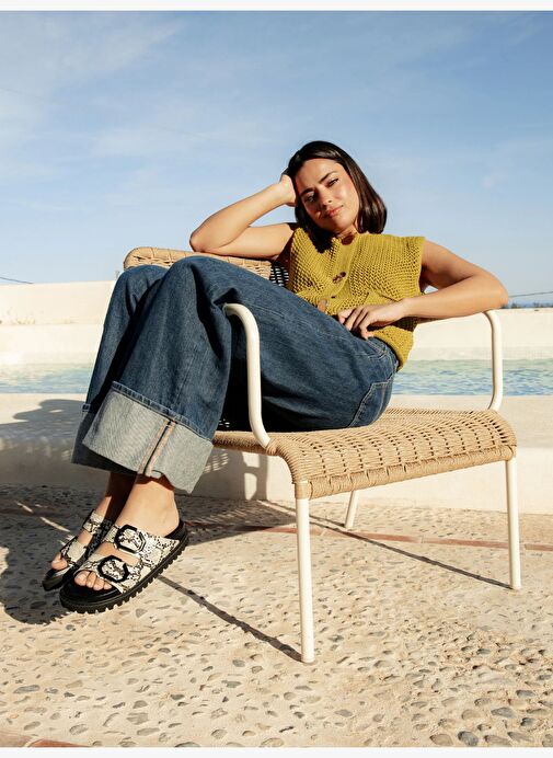 Kadın Terlik GALIA G106281 Genuins Vegan Snake Sand - Görsel 5