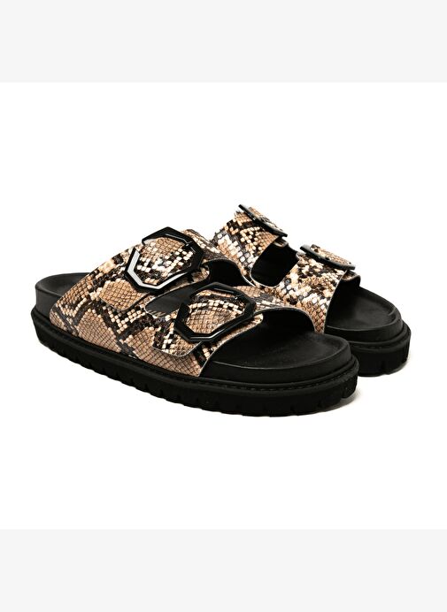 Kadın Terlik GALIA G106282 Genuins Vegan Snake Camel - Görsel 4