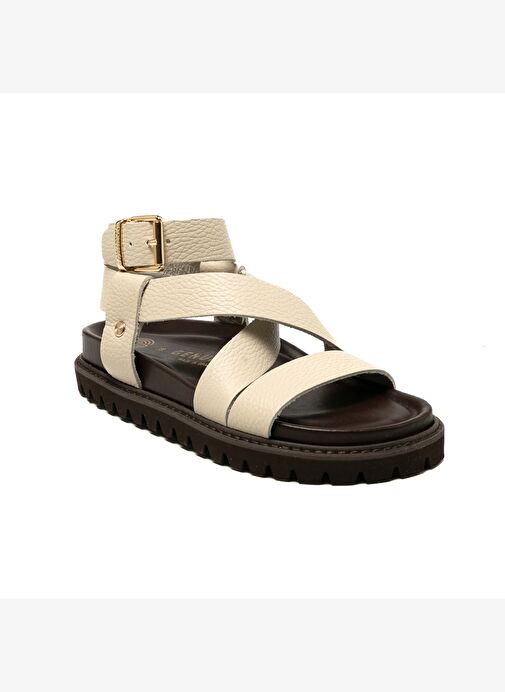 Kadın Terlik ZAHA EMBOSSED G106323 Genuins Leather Chalk - Görsel 3
