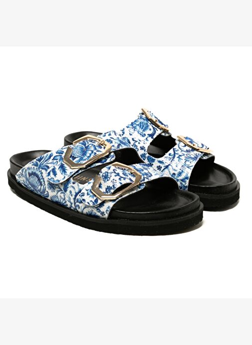 Kadın Terlik GALIA G106358 Genuins Vegan Tile Blue - Görsel 4