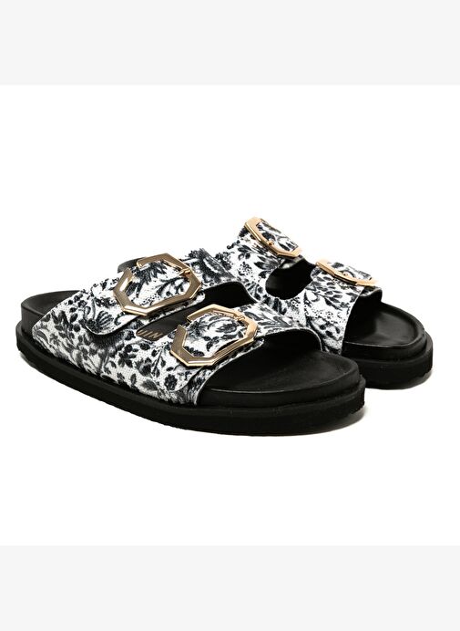 Kadın Terlik GALIA G106360 Genuins Vegan Tile Black - Görsel 4