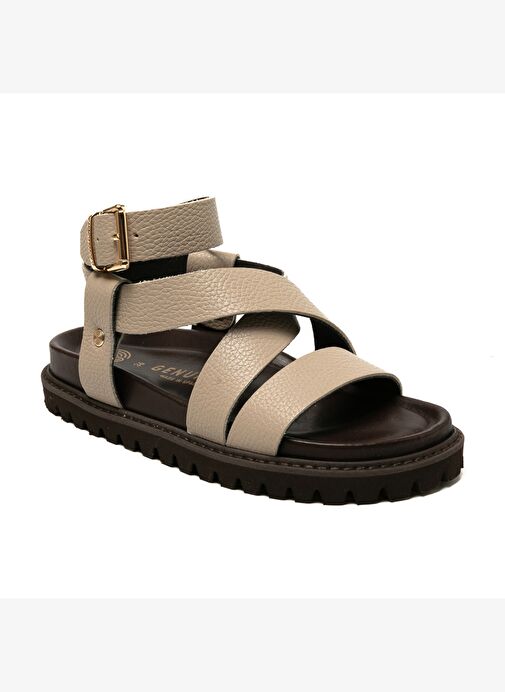 Kadın Terlik ZAHA EMBOSSED G106324 Genuins LeatherTaupe - Görsel 3