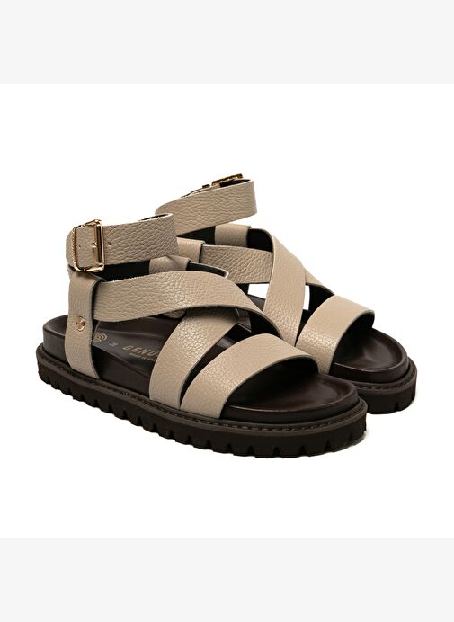 Kadın Terlik ZAHA EMBOSSED G106324 Genuins LeatherTaupe - Görsel 4