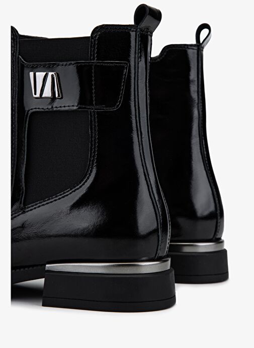 Valmenti Kadın Deri & Tekstil Siyah Rugan Düz Bot - Görsel 5