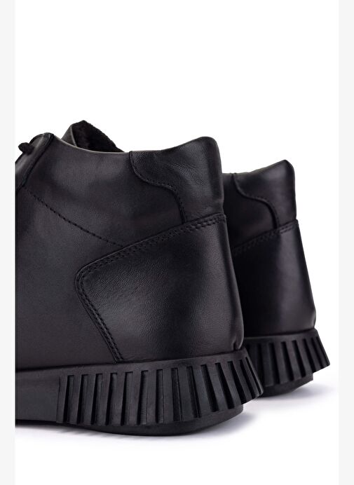 Tamer Tanca Kadın Hakiki Deri Siyah Floter Casual Bot - Görsel 6