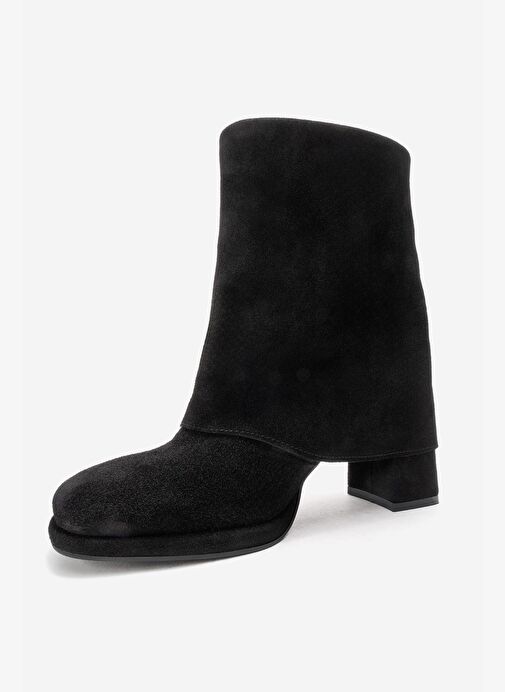 LORE Siyah Süet Hakiki Deri Tokalı Kadın Topuklu Bot - Görsel 5