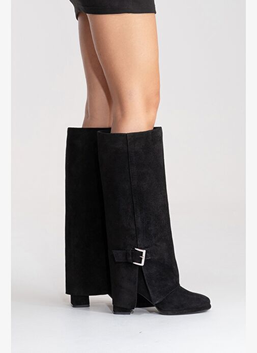 Luvi Shoes Luvi Shoes Belirsiz LOJO Siyah Süet Hakiki Deri Tokalı Kadın Kalın Topuklu Çizme Bot | Boyner Belirsiz - 7. görsel