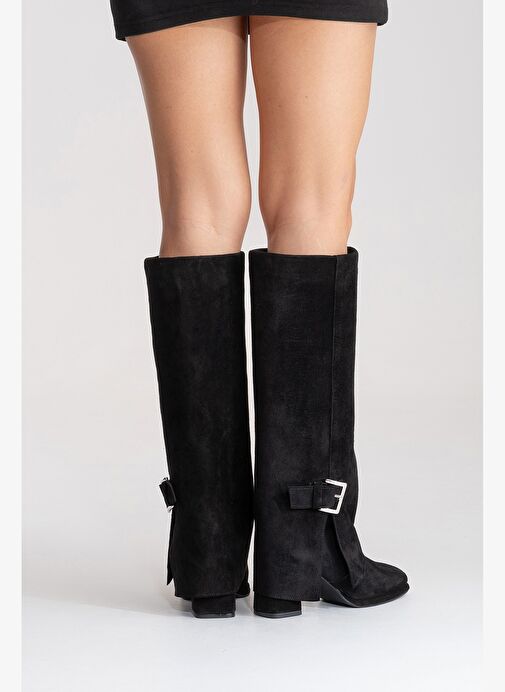 Luvi Shoes Luvi Shoes Belirsiz LOJO Siyah Süet Hakiki Deri Tokalı Kadın Kalın Topuklu Çizme Bot | Boyner Belirsiz - 8. görsel