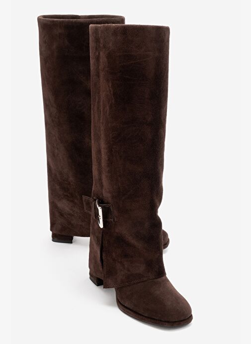 Luvi Shoes Luvi Shoes Belirsiz LOJO Kahverengi Süet Hakiki Deri Tokalı Kadın Kalın Topuklu Çizme Bot | Boyner Belirsiz - 2. görsel