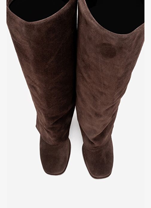 Luvi Shoes Luvi Shoes Belirsiz LOJO Kahverengi Süet Hakiki Deri Tokalı Kadın Kalın Topuklu Çizme Bot | Boyner Belirsiz - 5. görsel