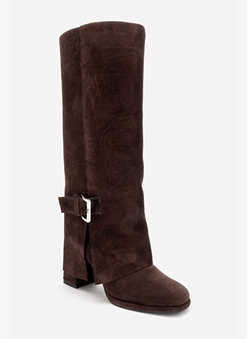 Luvi Shoes Luvi Shoes Belirsiz LOJO Kahverengi Süet Hakiki Deri Tokalı Kadın Kalın Topuklu Çizme Bot | Boyner Belirsiz - 6. görsel