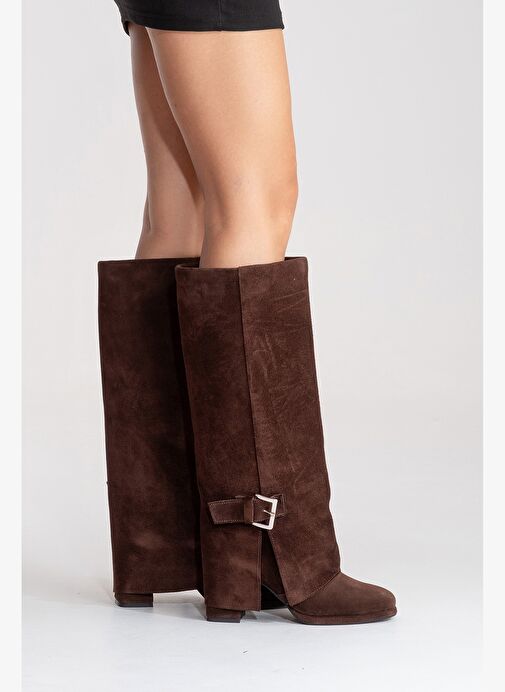 Luvi Shoes Luvi Shoes Belirsiz LOJO Kahverengi Süet Hakiki Deri Tokalı Kadın Kalın Topuklu Çizme Bot | Boyner Belirsiz - 7. görsel