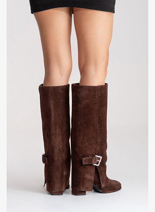 Luvi Shoes Luvi Shoes Belirsiz LOJO Kahverengi Süet Hakiki Deri Tokalı Kadın Kalın Topuklu Çizme Bot | Boyner Belirsiz - 8. görsel
