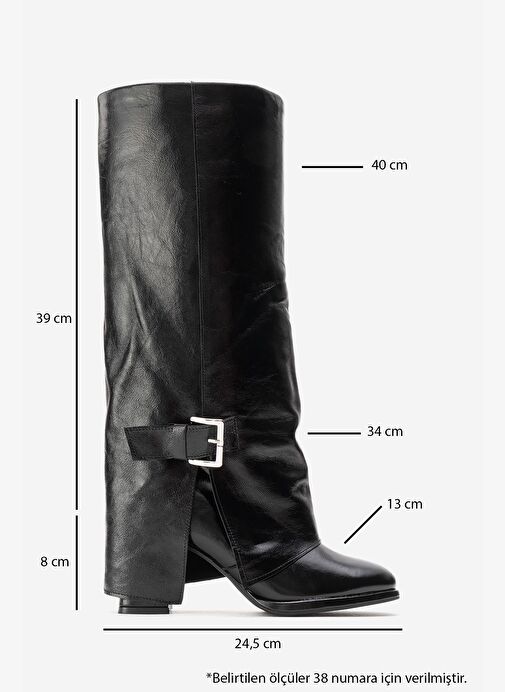 Luvi Shoes Luvi Shoes Siyah Rugan LOJO Siyah Kırışık Rugan Hakiki Deri Tokalı Kadın Kalın Topuklu Çizme Bot | Boyner Siyah Rugan - 6. görsel