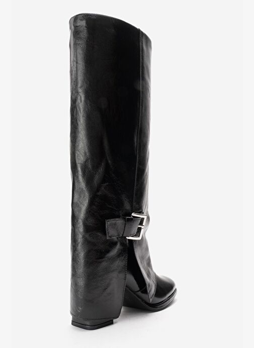 Luvi Shoes Luvi Shoes Siyah Rugan LOJO Siyah Kırışık Rugan Hakiki Deri Tokalı Kadın Kalın Topuklu Çizme Bot | Boyner Siyah Rugan - 7. görsel