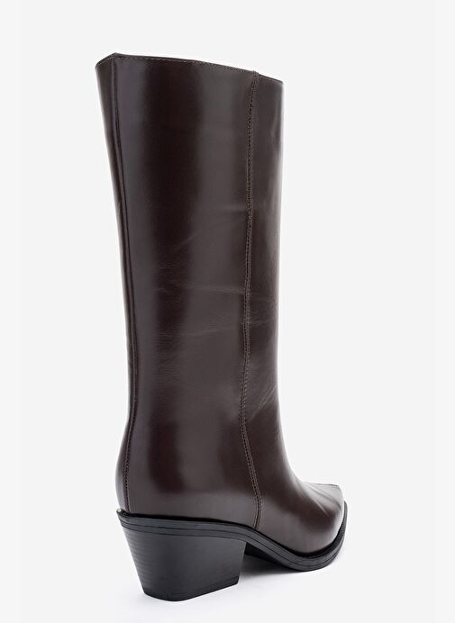 JUANA Kahverengi Cilt Hakiki Deri Sivri Burunlu Kadın Çizme - Görsel 6