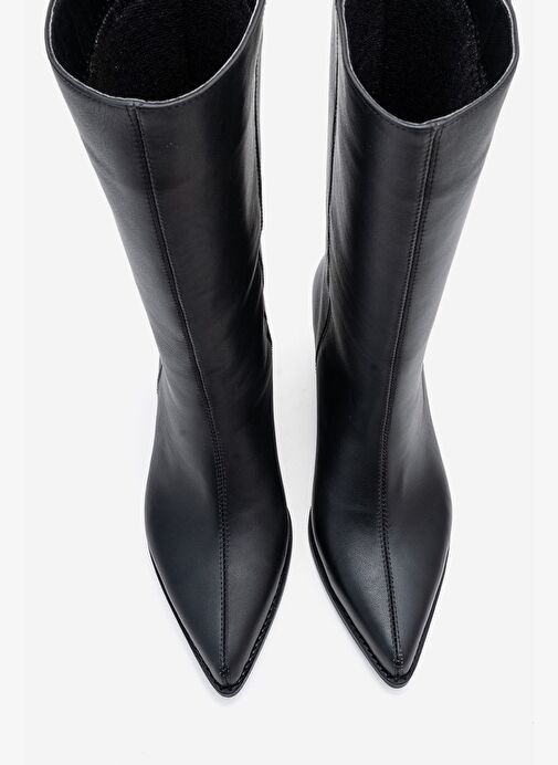 JUANA Siyah Cilt Hakiki Deri Sivri Burunlu Kadın Çizme - Görsel 3