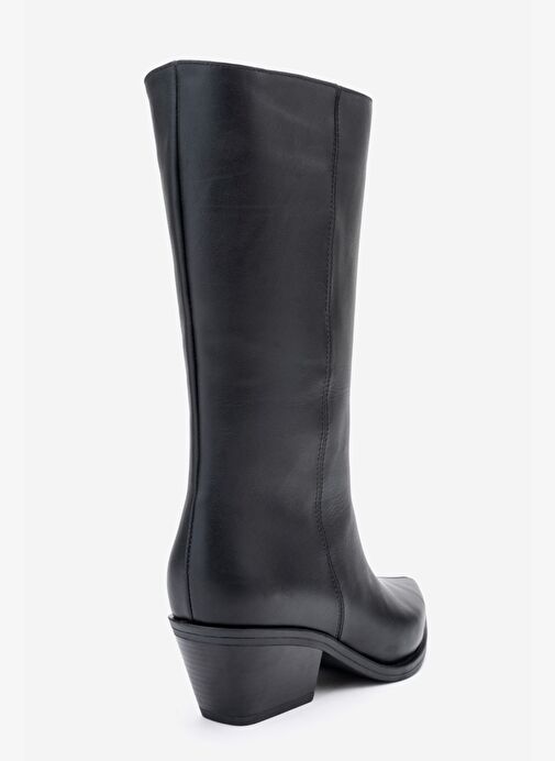 JUANA Siyah Cilt Hakiki Deri Sivri Burunlu Kadın Çizme - Görsel 6