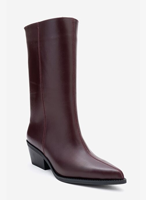 JUANA Bordo Cilt Hakiki Deri Sivri Burunlu Kadın Çizme - Görsel 4