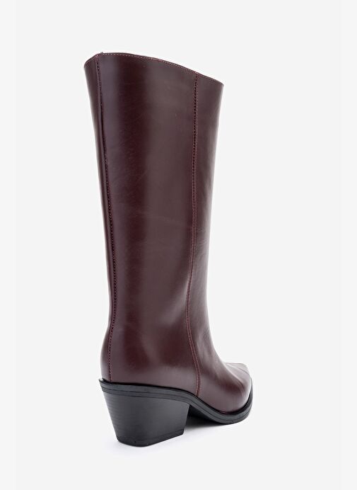 JUANA Bordo Cilt Hakiki Deri Sivri Burunlu Kadın Çizme - Görsel 6