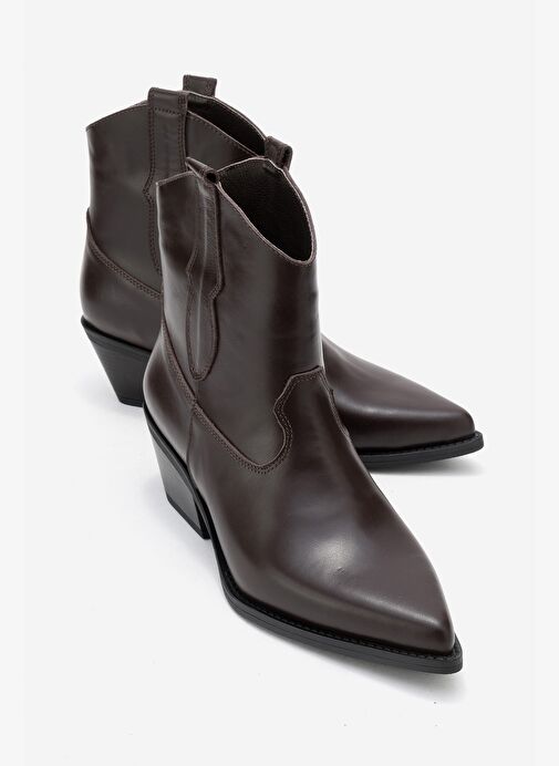 ELIA Kahverengi Cilt Hakiki Deri Kadın Western Bot - Görsel 2