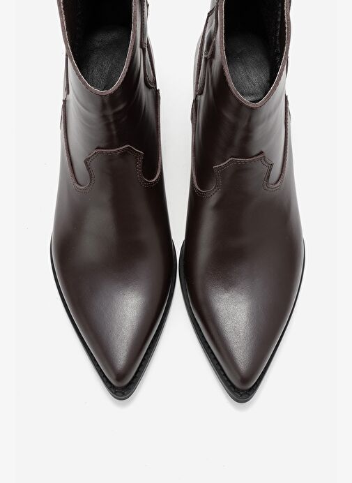 ELIA Kahverengi Cilt Hakiki Deri Kadın Western Bot - Görsel 3