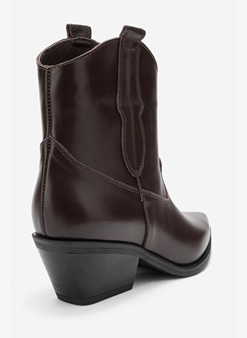 ELIA Kahverengi Cilt Hakiki Deri Kadın Western Bot - Görsel 6