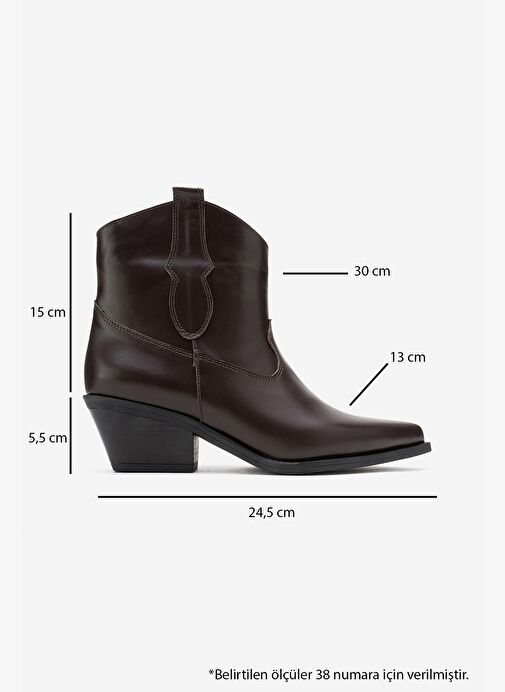 ELIA Kahverengi Cilt Hakiki Deri Kadın Western Bot - Görsel 7