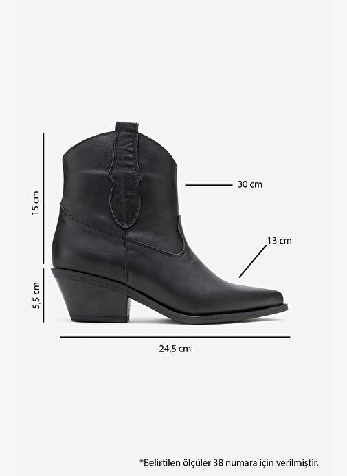 ELIA Siyah Cilt Hakiki Deri Kadın Western Bot - Görsel 7