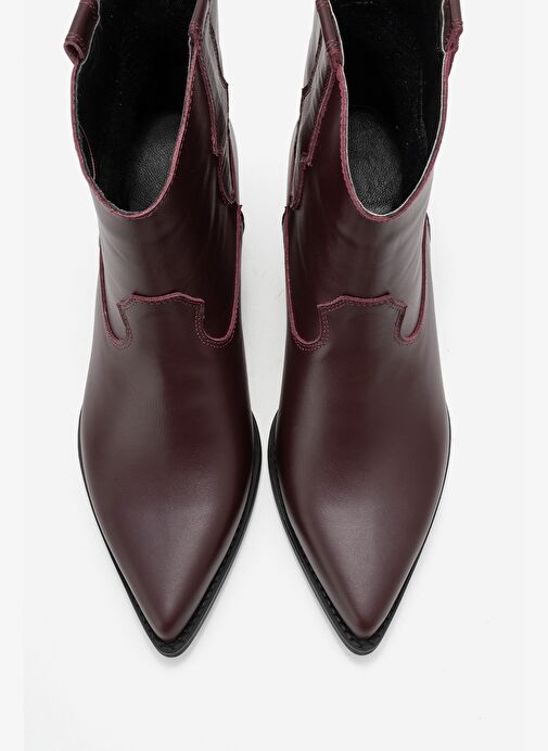 ELIA Bordo Cilt Hakiki Deri Kadın Western Bot - Görsel 3